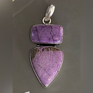 Handmade Purpurite Purple 925 Sterling Silver Necklace Pendant